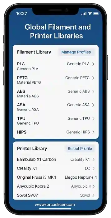 Global Filament and Printer Libraries